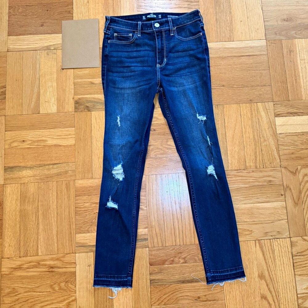 Hollister High-Rise Super Skinny Jeans Women’s 5S Distressed Dark Wash